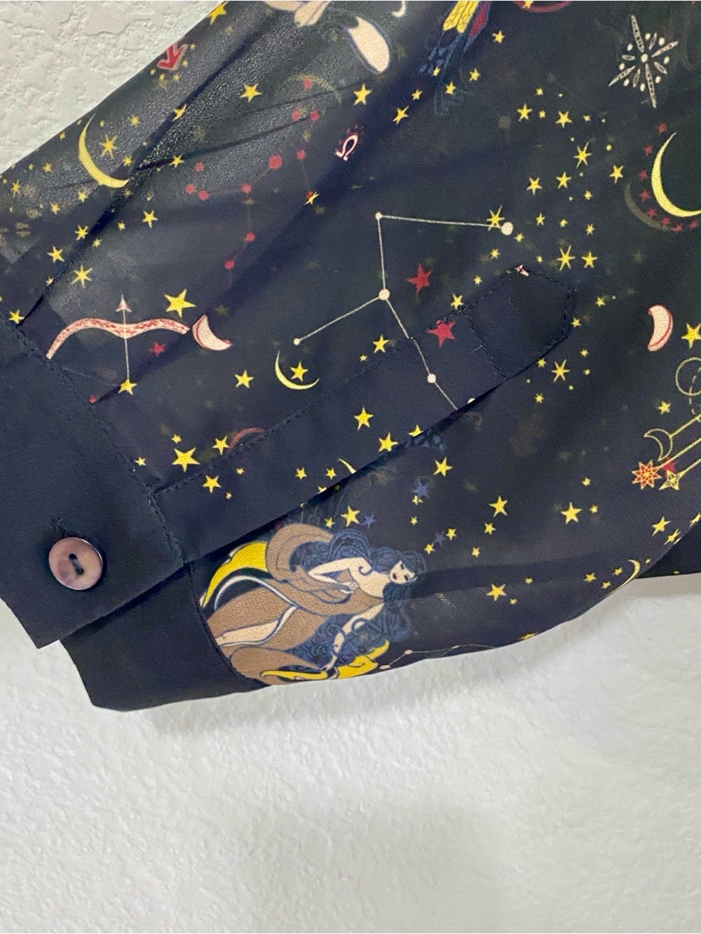 eShakti Custom Celestial Zodiac Constellation Button Front Pleated Dress - Picture 10 of 15